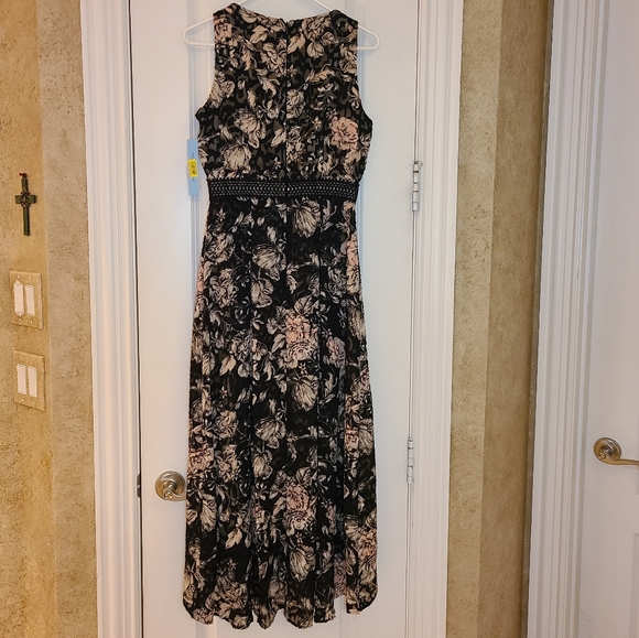 NWT Antonio Melani Floral Rosie High-Low Midi Dress Black & Blush Pink - Picture 5 of 8